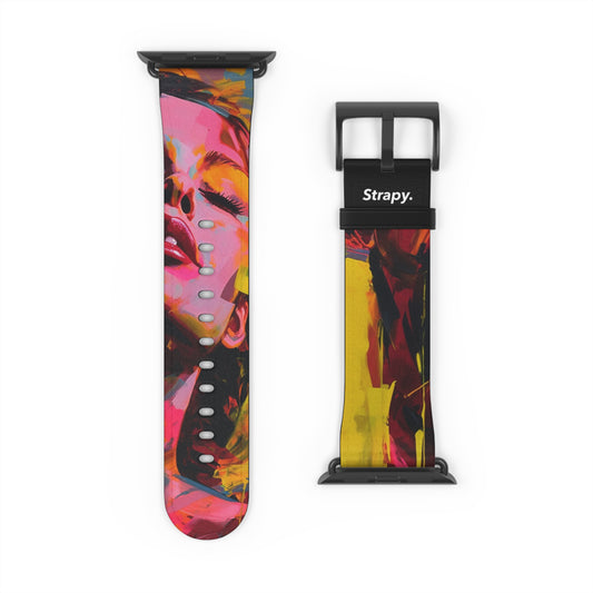 Art Pop Françoise Nielly Homage Close your eyes Leather Apple Watch Band
